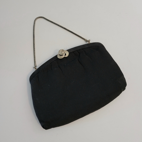 Vintage Handbags - Vintage Evening Bag Black Formal Party Handbag Convertible Clutch